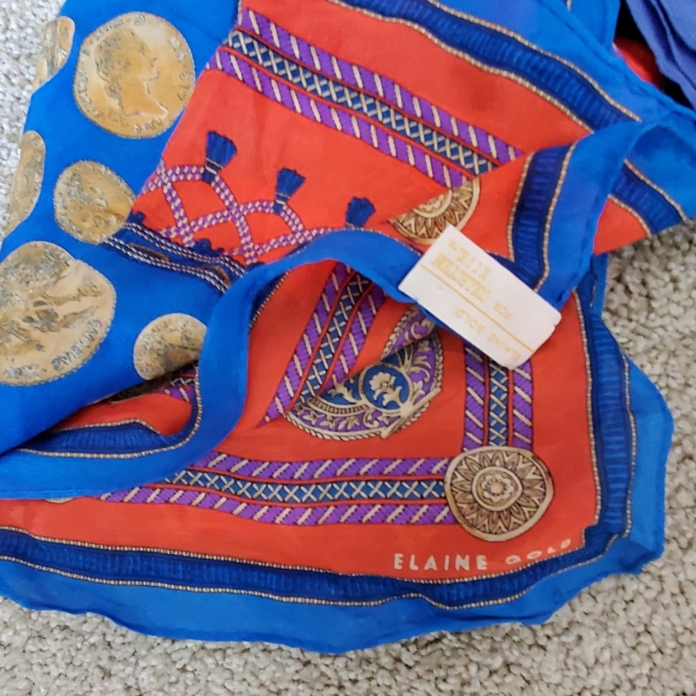 3 vintage designer scarfs elaine gold, mills. Ralp - Picture 4 of 8